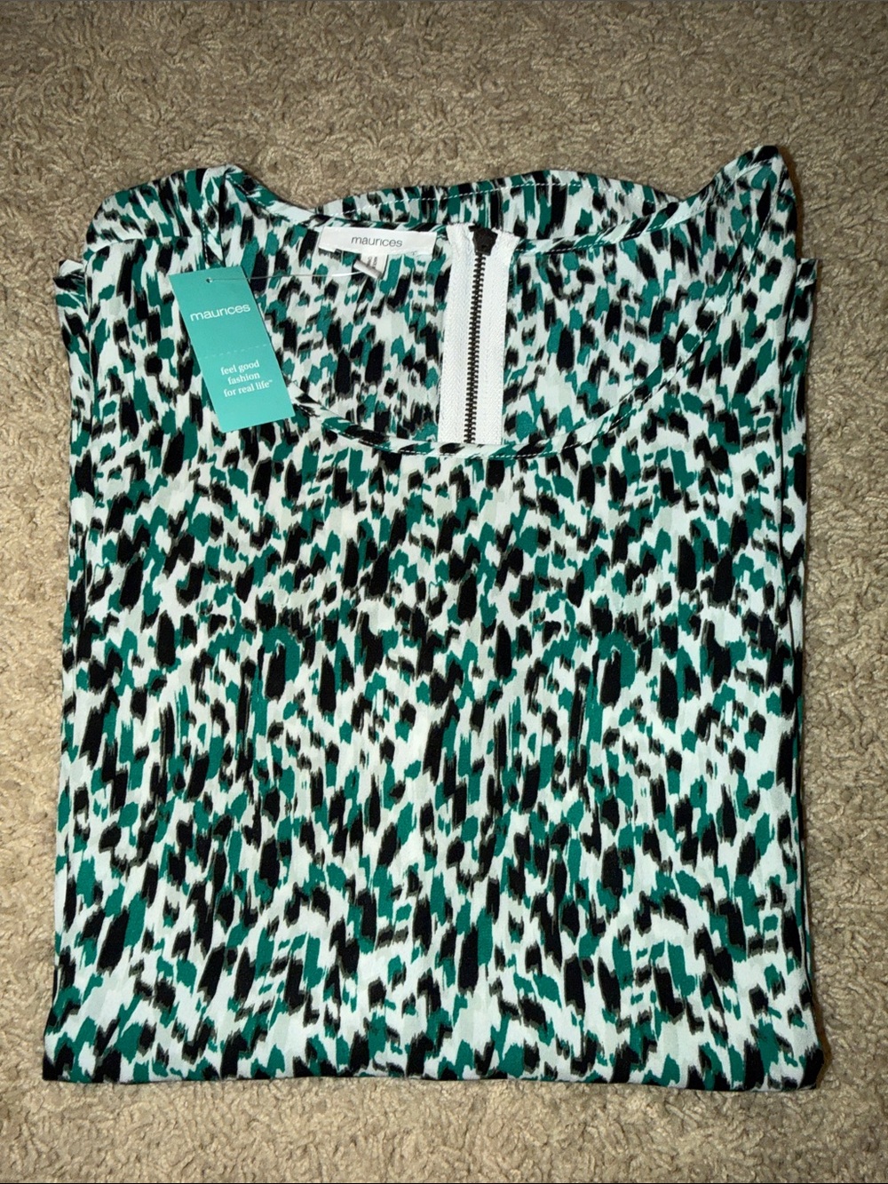Maurices Teal Black White Printed Sleeveless Camisole